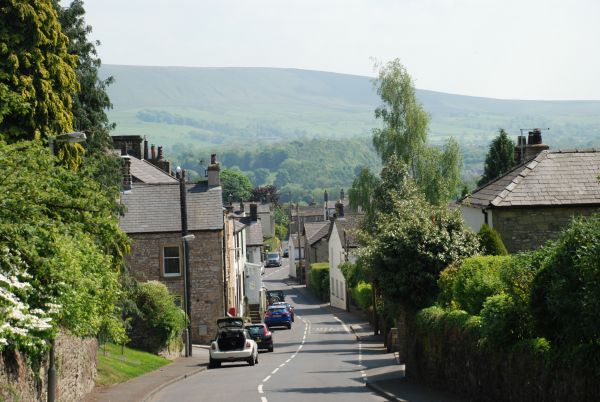 The village of Grindleton with Pendle Hill in the distance