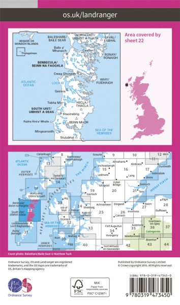 22 Benbecula & South Uist Landranger OS Landranger Map 