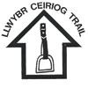 Stirrup / 'Llwybr Ceiriog Trail' in black on white background