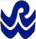 Waymark: Blue and white letters RW/wave logo