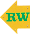 Letters RW, green on yellow arrows