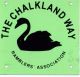 Waymark: Black swan encircled by name on green