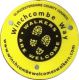 Waymark: Yellow and black logo with bootprints and name