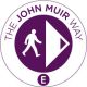Waymark: White/purple with walking man and directional arrow