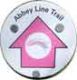 Name and community rail partnership logo in pink arrow