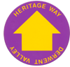 Waymark: Purple disc with name in yellow