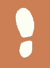 White footprint on brown background
