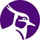 Lapwing head in white on purple background.