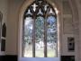  One of the etched glass windows by Laurence Whistler in Moreton church
