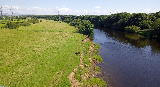 Crossing the Eden to follow Hadrian's Wall path. Carlisle in the distance