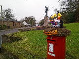 Canonbie, war memorial and Festive postbox