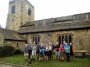 The group outside Ribchester Church, Bernard points at the clock. The group outside Ribchester Church, Bernard points at the clock.