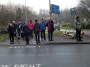 Crossing the motorway slip road very carefully Crossing the motorway slip road very carefully