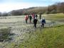 Mary negotiates the icy mud Mary negotiates the icy mud