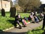 Mid morning stop at Brinkhill church , Dave , Jackie and Tony take a break Mid morning stop at Brinkhill church , Dave , Jackie and Tony take a break