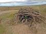 Rachel and Nova taking their snack break in a driftwood shelter at the Culbin sands salt marshes. Rachel and Nova taking their snack break in a driftwood shelter at the Culbin sands salt marshes.