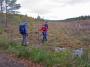 A tricky move by Angela and Maureen negotiating a small section of boggy ground. A tricky move by Angela and Maureen negotiating a small section of boggy ground.