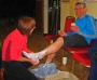 Toms feet get Nancy's treatment Toms feet get Nancy's treatment