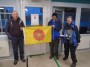 SP Chair Andrew, main organisers Ian and Anne flying the country flag before the start