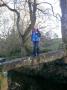  Jaqui on the old clapper bridge at Wycoller