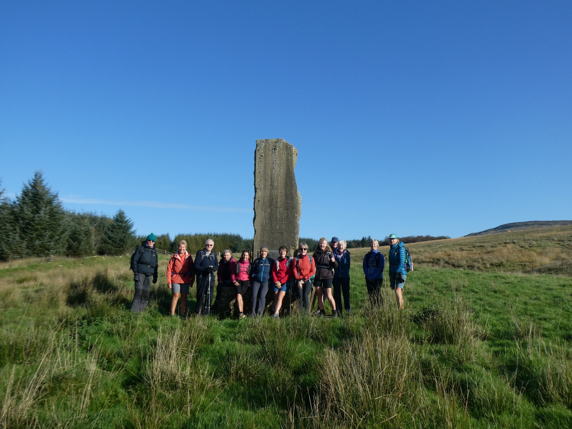 Group ready to go at the Source of the North Tyne