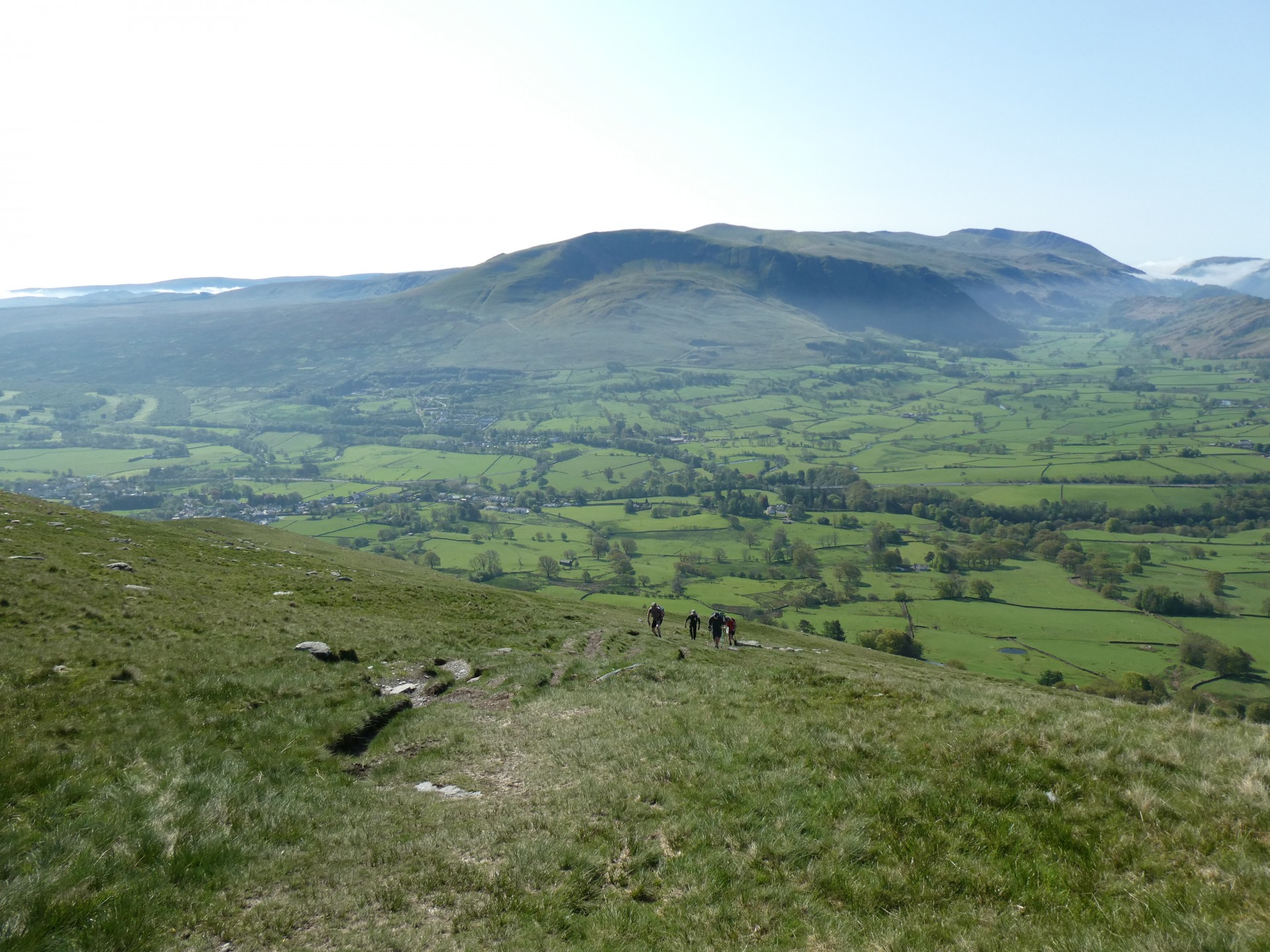 Clough Head and the Dodds into view as we climb