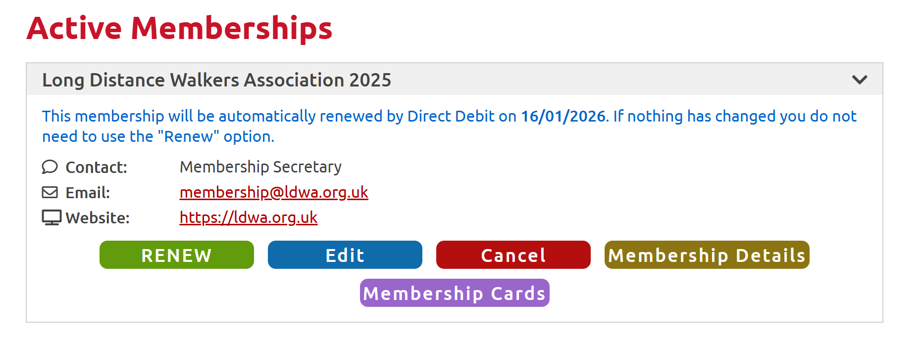 Active Memberships