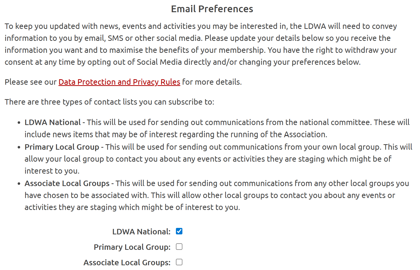 Email Preferences